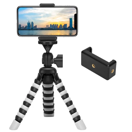 ZTON Mini Cell Phone Flexible Tripod Holder, Adjustable Mobile Phone Mount, Universal Octopus Stand for iPhone, Samsung, Camera (S-Grey)