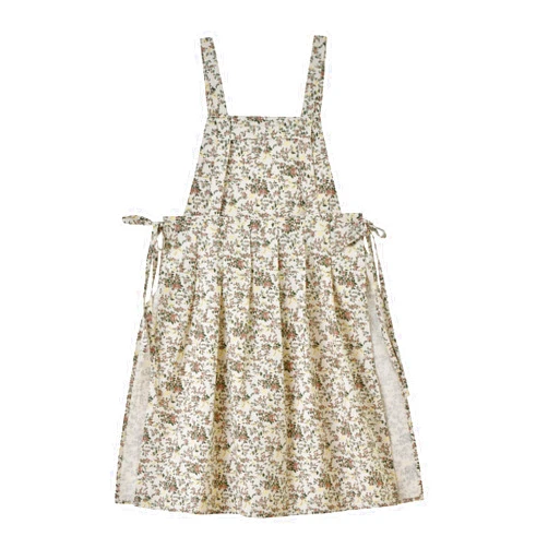 FADUOFA Japanese Cotton Linen Cross Back Apron with Pockets,Fashion Pinafore Dress for Gardening Painting Cleaning Cooking