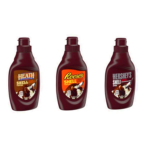 P & V GROUP USA P&V Ice Cream Shell Topping Variety Pack – 3 Flavors: Peanut Butter, Chocolate, and Chocolate with Toffee Bits – Magic Hard Shell for Sundaes, Desserts & Frozen Treats – 3 Pack