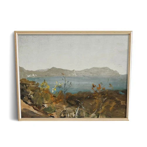 YUMKNOW Farmhouse Still Life Picture Living Room - Abstract Textured Lake House Blue Oil Painting - 11 x 14 Art Print- Rustic Vintage Decor for Bedroom - Art Deco Wall Art for Kitchen - Antique French Poster