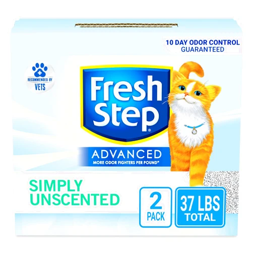 Fresh Step Clumping Cat Litter, Advanced, Simply Unscented, Extra Large, 37 Pounds total (2 Pack of 18.5lb Boxes) (Package May Vary)