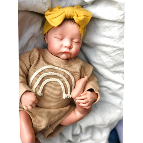Anano Lifelike Sleeping Reborn Baby Dolls 19 Inch Realistic Newborn Silicone Toddler Doll with Cloth Body and Feeding Toys