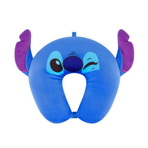 FUL Disney Stitch Neck Pillow, Adult Travel Accessories with 3D Ears for Airplane, Car and Office Comfortable and Breathable, Blue