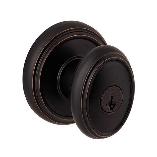 Kwikset Baldwin Carnaby, Entry Door Knob Handle with Keyed Lock Featuring SmartKey Re-key Technology and Microban Protection, in Venetian Bronze