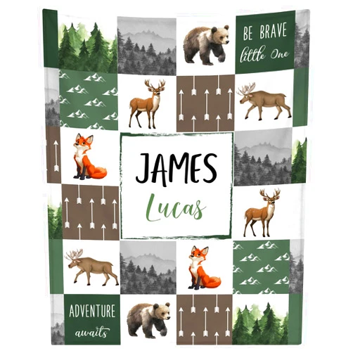 WNNNS Personalized Baby Blanket - Custom Baby Blanket for Boys with Name for Kids Personalized Baby Boy Gift for Christmas Birthday Baby Shower Customized Blanket for Newborn Toddlers Stroller Blanket
