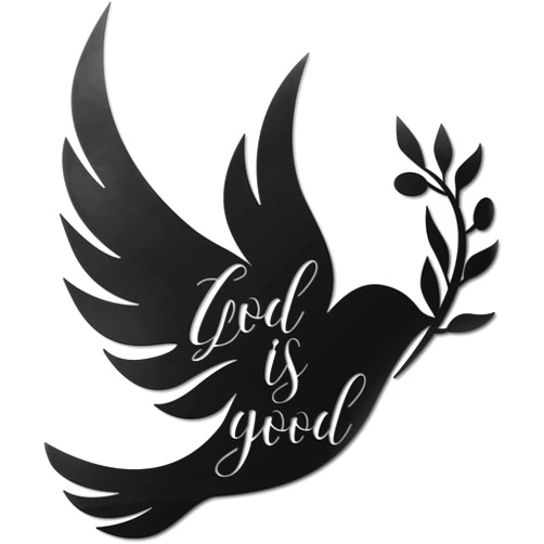 Vivegate Dove of Peace Olive Branch Metal Wall Art – Olive Branches Peace Black Outline White Dove Metal Wall Decor (Large - 15