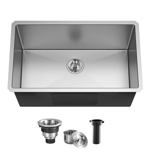 Ufaucet 28 Inch Undermount Kitchen Sink 28x18 Stainless Steel 16 Gauge Deep Single Bowl Kitchen Sink with Strainer