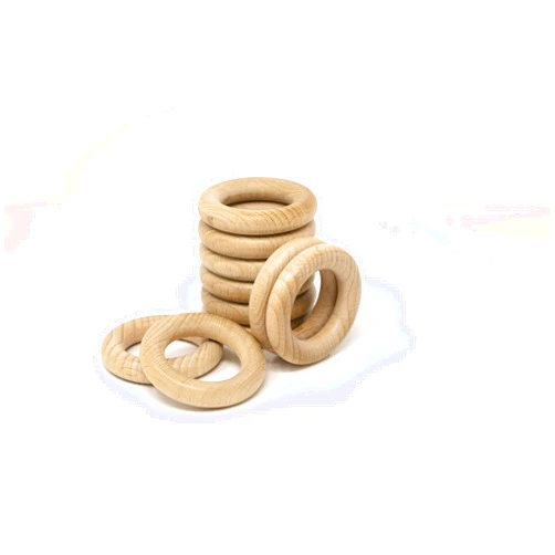 HYAKDesigns 10 Pack of Natural Beech Wood Rings - Smooth Finished, Safe for Crafting, DIY Baby Teethers, Pendants, Macramé, Connectors, and Jewelry Making - 55mm