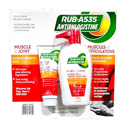 Rub A535 Rub-A535 Antiphlogistine Extra Strength Heat Muscle and Joint Pain Cream, 2 pack, 450 g