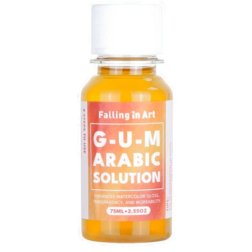 Falling in Art Gum Arabic Solution, Gum Arabic Liquid for Watercolor Painting, 2.5 Oz Bottle