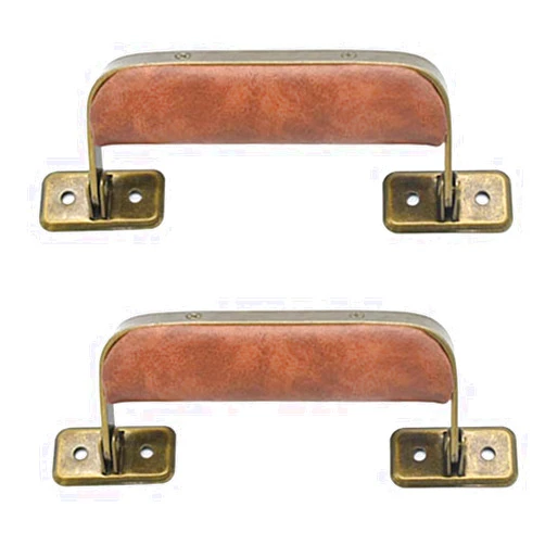 XHWUDI Luggage Handle Leather Handle Vintage Style Replacement Strap Handle Suitcase Pull Handle for Trunk Handbag Briefcase 2pcs (D(Brown Bronze))