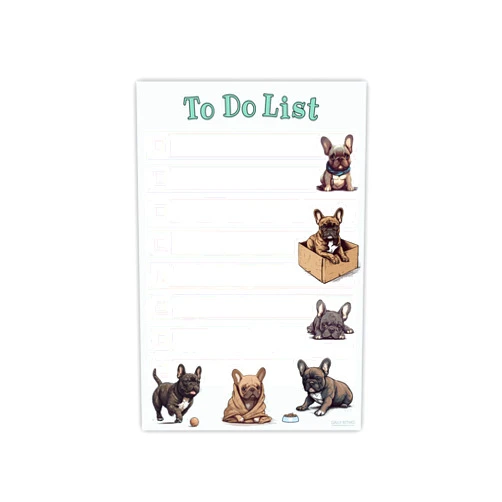 DAILY RITMO French Bulldog Puppies Sticky to Do List Notepad - Kawaii Dog Sticky Notes Stationary School Supplies for Frenchie Mom | French Bulldog Gifts for Frenchie Lovers | 4
