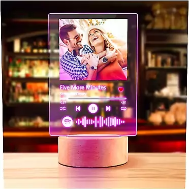 SJXYOYDS Custom Spotify Album Cover Plaque Glass Art - Personalized Night Light Acrylic Song Scannable Spotify Code, Photo Music Gifts for Lover Friends Family
