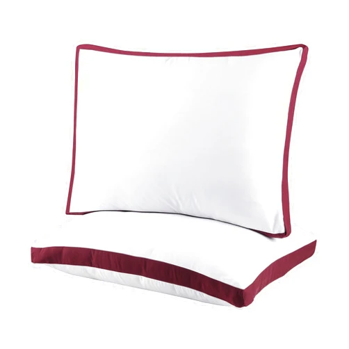 ATC AMTHREAD COLLECTION Microfiber Pillows Queen Size Set of 2 - Down Alternative Gusseted Hotel Quality Medium Firm Pillow - Plush Fiber Filling for Back, Stomach & Side Sleeper, Easycare (Maroon)