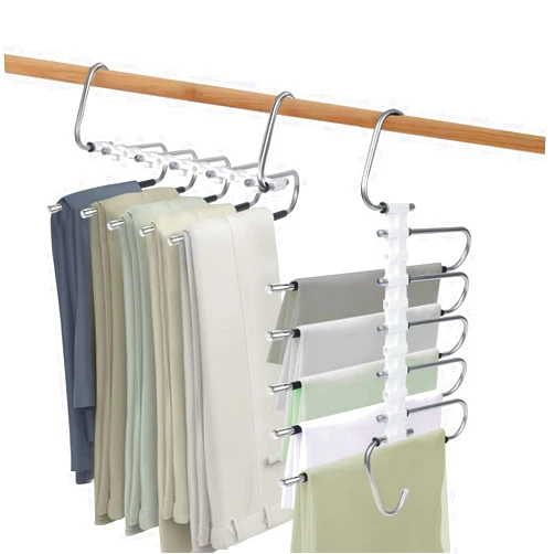 SurpOxyLoc Pants Hangers Space Saving,2 Pack for Closet Multiple Layers Uses Rack Organizers and Storage for Pants Jeans Skirts Scarf Legging