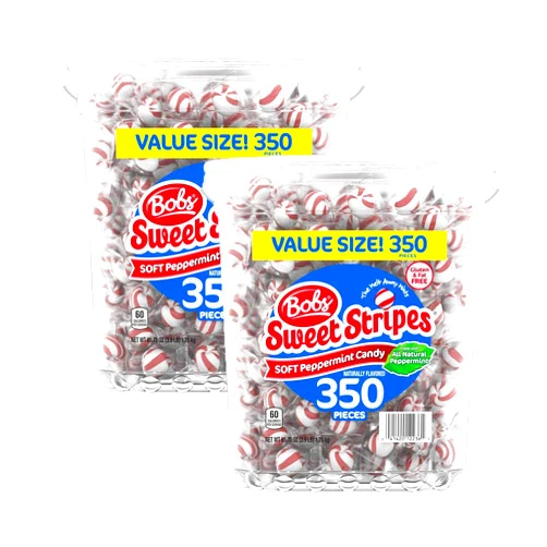 Bobs Bob's Red & White Sweet Stripes Soft Peppermint Candy, 350 Count, 61.73 Oz (2 Pack)