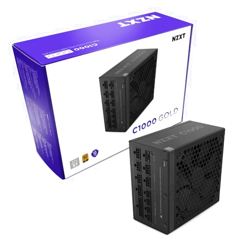 NZXT C1000 Gold ATX 3.1 - Fully Modular Low-Noise PC Gaming Power Supply - 1000 Watts - 80 Plus Gold - 12V-2x6 Connector - Zero Fan Mode - 100% Japanese Capacitors - Black