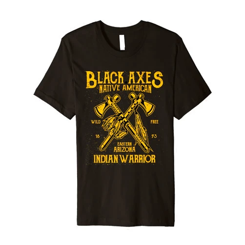 Native American Indian Warriors Schwarze Äxte Black axes Indian warriors from East Arizona Premium T-Shirt
