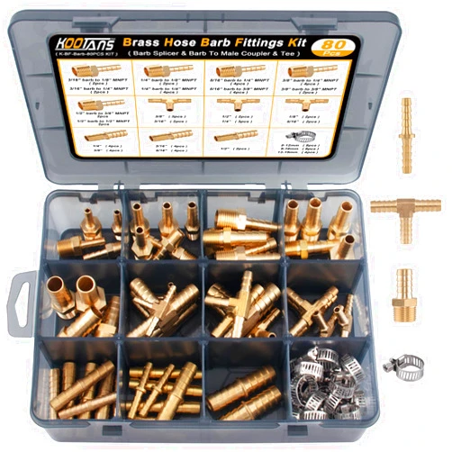KOOTANS 80pcs Brass Hose Barb Fittings Kit 1/8