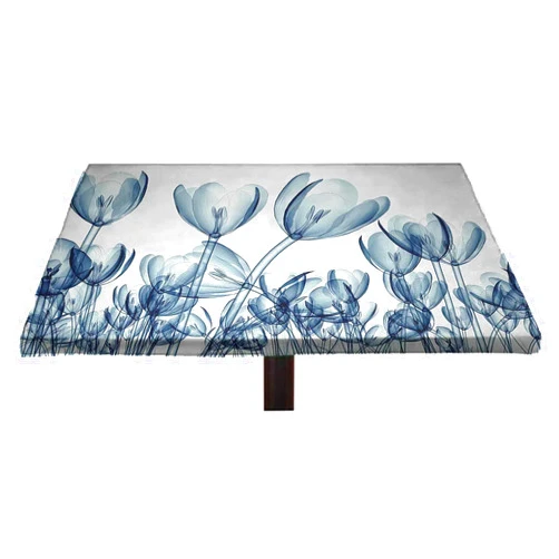 Lyzelre Flower Elastic Edged Polyester Fitted Table Cover, Bunch of Different Size Flowers with X Rays Complex Structures of Mother Nature Art Fitted Square Table Cloths, Fit 54