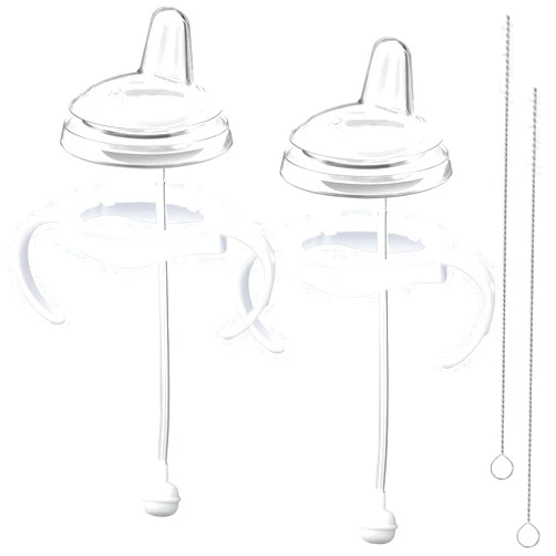 CHUBBIEE Sippy Cup Conversion Kit for Philips Avent Natural Baby Bottle, Transition Kit with Silicone Sippy Spout Nipple, Weighted Straw, Bottle Handle, Cleaning Brush, Spill-Proof, BPA-Free, Pack of 2