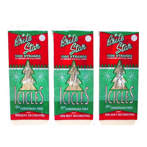 Brite Star Tinsel Icicles, Silver, 3 Packages, 1000 count each