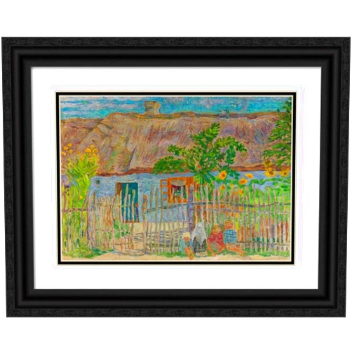 ArtDirect Zygmunt Waliszewski 18x14 Black Ornate Frame and Double Matted Museum Art Print Titled: Cottage (1932)