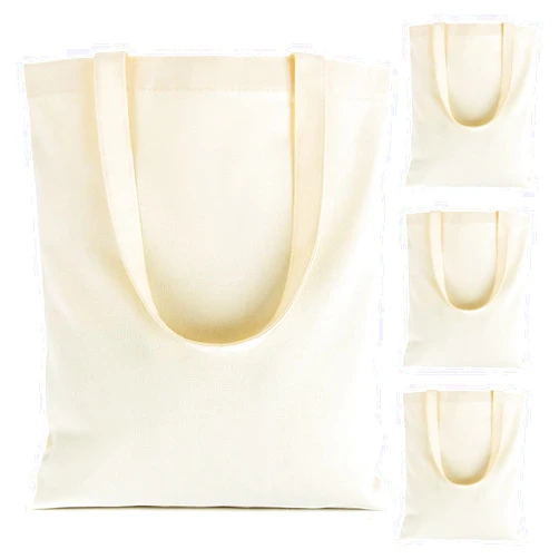 RAINFLOW Canvas Tote Bag - 4 PCS Cotton Canvas Reusable Grocery Shopping Blank Tote Bag with Handles for Crafts DIY, Gift, Advertising Promotion Activity