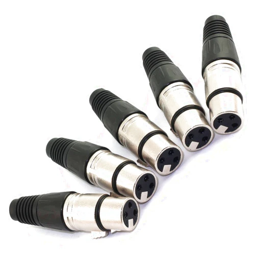 DGZZI 5-Pack Female 3-Pin XLR Plug Solder Type Microphone Audio Cable Connectors Cannon Cable Terminals