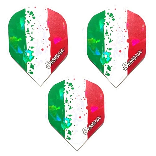 Art Attack Designa Italy Italian Flag Dart Flights, Red White & Green Holographic Strong Standard Dart Flights (1 Set)