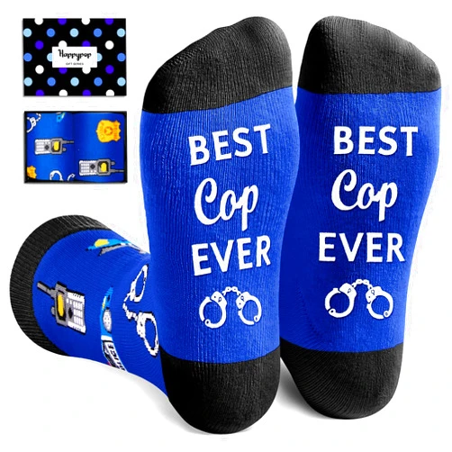 HAPPYPOP Police Gifts Police Officer Gifts Men - Gifts For Cops Police Retirement Gifts Police Chief Gifts Police Week Gifts, Police Cop Socks