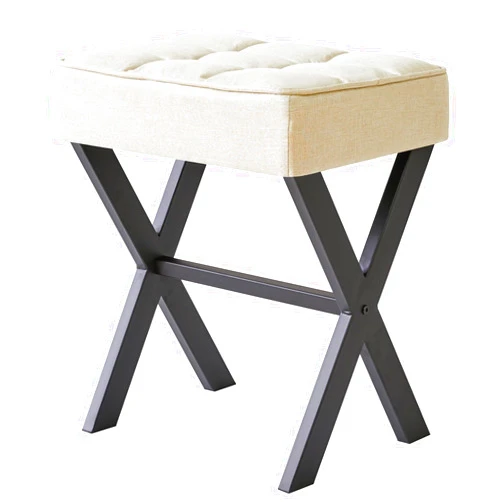 IBUYKE Square Makeup Stool with X-Leg Foot Rest, Linen Footrest, Ottoman Seat, Multi-Use as Small Side Table, for Bedroom, Living Room, Linen LG-70Y