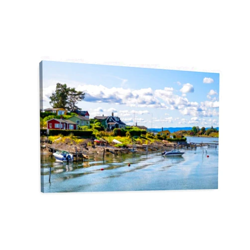 CXHSZHYZYQ Canvas Wall Art Prints Picture Lindoya island Oslofjord harbor Lindoya marina Oslo Norway Framed Large Size Artwork Wall Painting Home Decor for Living Room Bedroom Ready to Hang 24