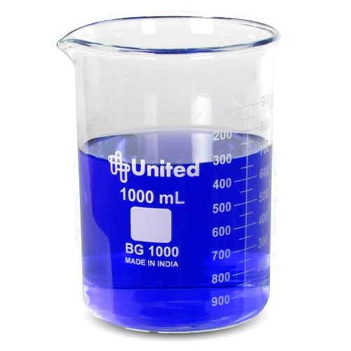 United Scientific™ (1,000mL) 1 Liter Beaker - Low Form Griffin, Double Scale Graduation Chemistry Glassware, 3.3 Borosilicate Glass Beaker with Pour Spout, Beaded Rim and Autoclavable, 1 Each
