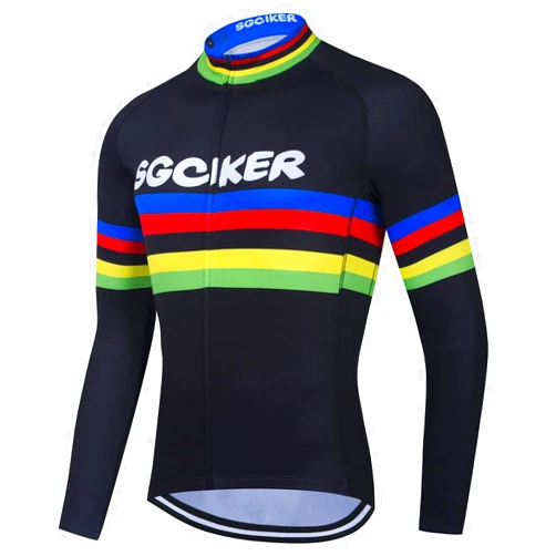 SGCIKER Mens Thermal Fleece Cycling Jerseys, Winter Long Sleeve Warmer Bike Jacket Cycle Coat