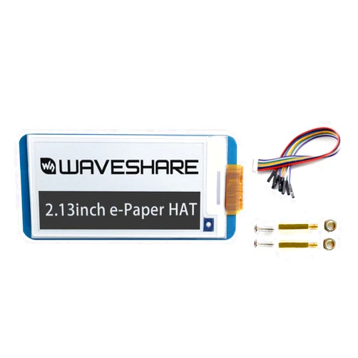 Waveshare 2.13inch E-Paper Display HAT Compatible with Raspberry Pi 5/4B/3B/Zero/Zero W/Zero 2W/Pico/Pico W/Pico WH/Jetson Nano, 250x122 Resolution Black/White Dual-Color