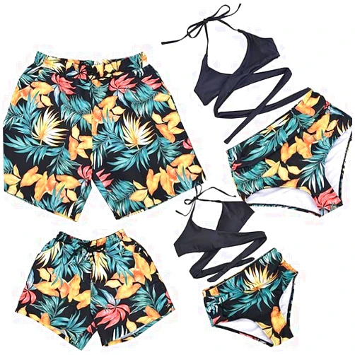 PURFEEL Couples Matching Swimsuit Family Matching Swimwears Dad and Me Matching Swiming Shorts