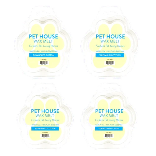 One Fur All Pet House Wax Melts - Sunwashed Cotton Pack of 4 - Pet Odor Eliminating Wax Melts - Long-Lasting Scented Wax Melts - Pet-Friendly Wax Melts - Natural Wax Melts