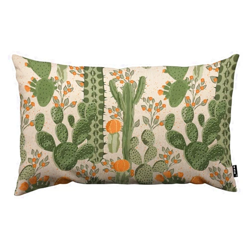 TKS MITLAN Summer Succulent Cactus Pillow Covers 12x20 Inch Retro Mexican Orange Flowers Exotic Tropical Plants Decorative Throw Pillow Covers Cushion Case for Home Sofa Couch Decoration