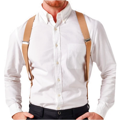 LazarsSpace 2 Clips Men's Suspenders X-Back Clip-On Elastic Braces for Formal and Casual Wear