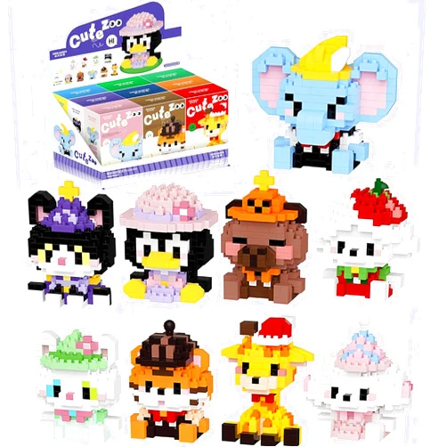 TIMCHESS Mini Animals Building Block Sets, 9 Style Cute Miniature Dog Cat Giraffe Tiger Capybara Figurine Toys, Micro Building Blocks Party Favors for Kids 3+ Adults Christmas Stocking Stuffers