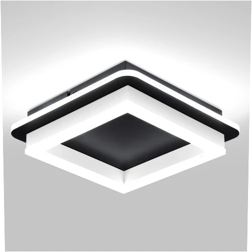 CANEOE Black Led Hallway Light Fixtures 6000K Cold White LED Modern Ceiling Light Fixtures Acrylic Square Flush Mount Ceiling Lamp for Bedroom Kitchen Bathroom Hallway Ceilings Lighting