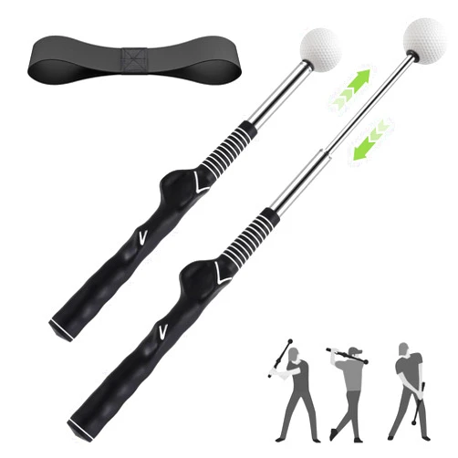 MIKOSI Retractable Golf Swing Trainer, Golf Grip Trainer and Golf Training Aid for Chipping Hitting