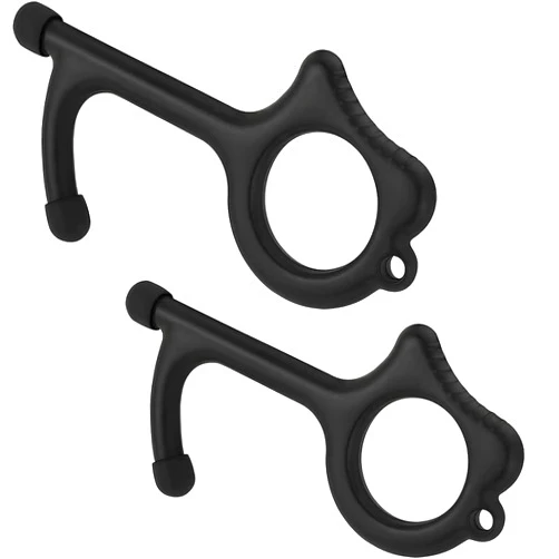ELK Contactless Pro Clean Key Opener Tool - Zinc Alloy, Hygienic, Touchscreen, Handles, ATM - Portable Health and Safety Gadget (Black, 2 Pack)