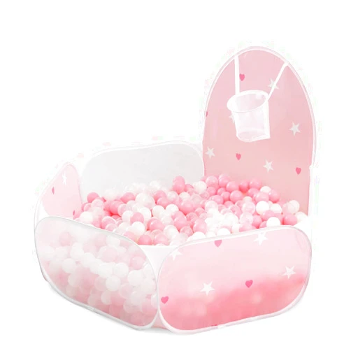 PlayMaty Ball Pool Pit Play Tent with Basketball Hoop for Kids Toddlers Outdoor Indoor Play 4 Ft/120CM (Balls Not Included) (Pink)