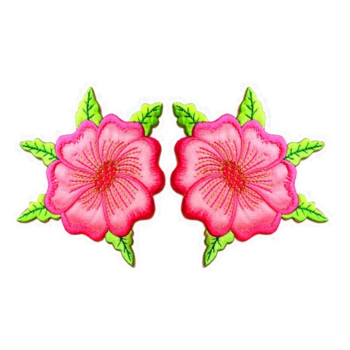 NiPitShop Beautiful flowers Patch Nipitshop Patches Pink Jasmine Flowers with Green Leaves Embroidery Patches Sew On Patches Flower Applique for Clothes Jackets T-Shirt Jeans Skirt Vests Scarf Hat Backpacks