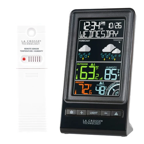 La Crosse Technology Digital Multi-Color Wireless Forecast Station, Black