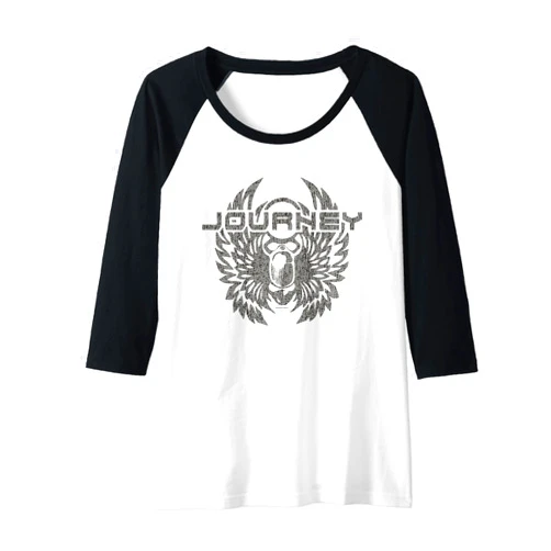 Journey Womens Ripple Junction x Journey Infinity Wings Beetle Logo Music Raglan Baseball Tee