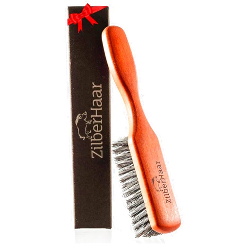 ZilberHaar Regular Beard Brush - Soft Boar Bristles - Beard grooming brush for men - Straightens and Promotes beard growth - Works with Beard Oils and Balms - Essential for beard care kits