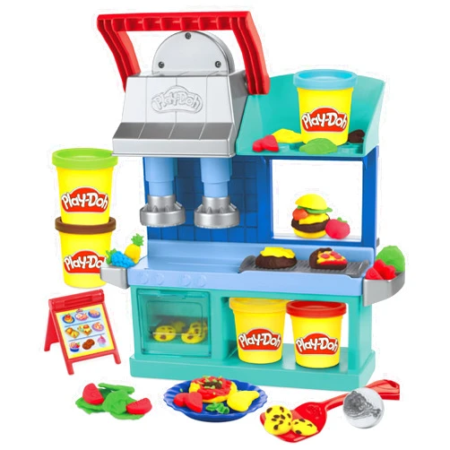 Play-Doh Kitchen Creations Busy Chef's Restaurant Playset, 2-Sided Play Kitchen Set, Preschool Cooking Toys, Kids Arts & Crafts, Ages 3+